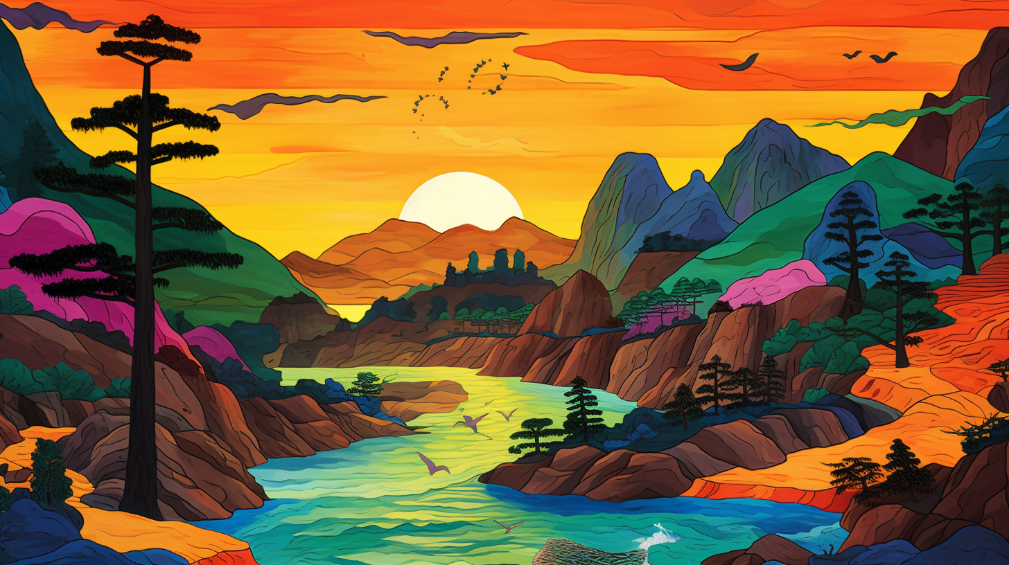 Vibrant Korean Landscape Fauvism Artwork