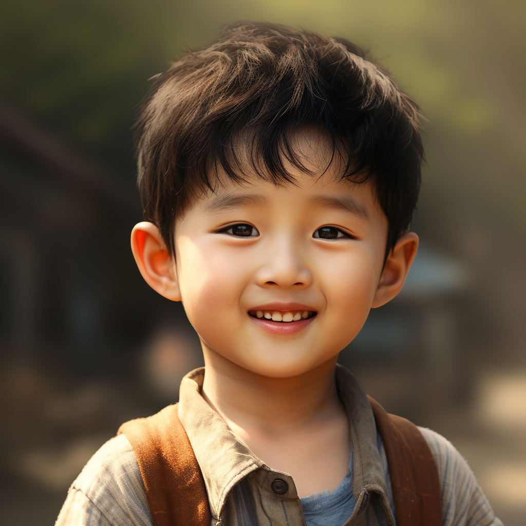 Korean little boy with white teeth