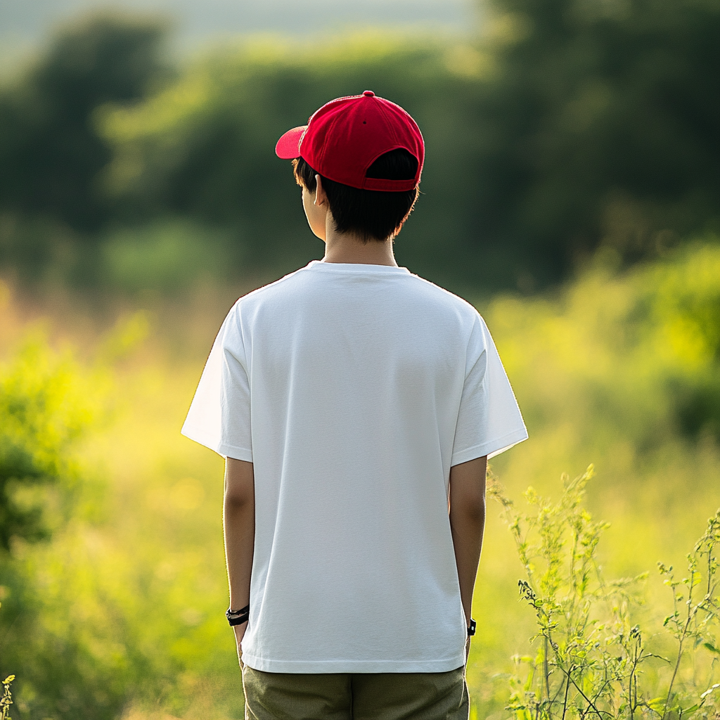 Korean male model white t-shirt