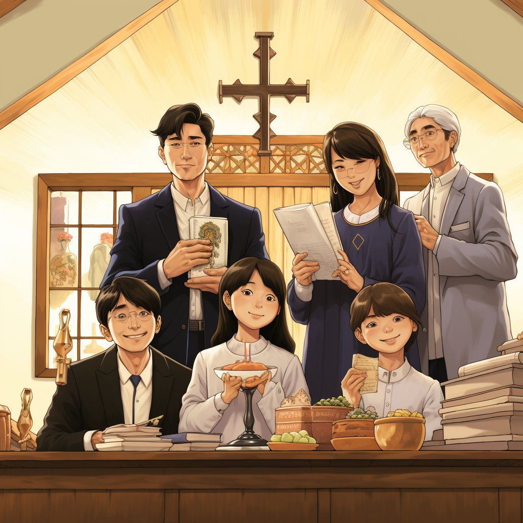 Korean modern family holy communion image