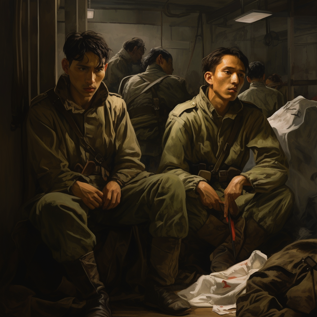 Korean soldiers in dormitory