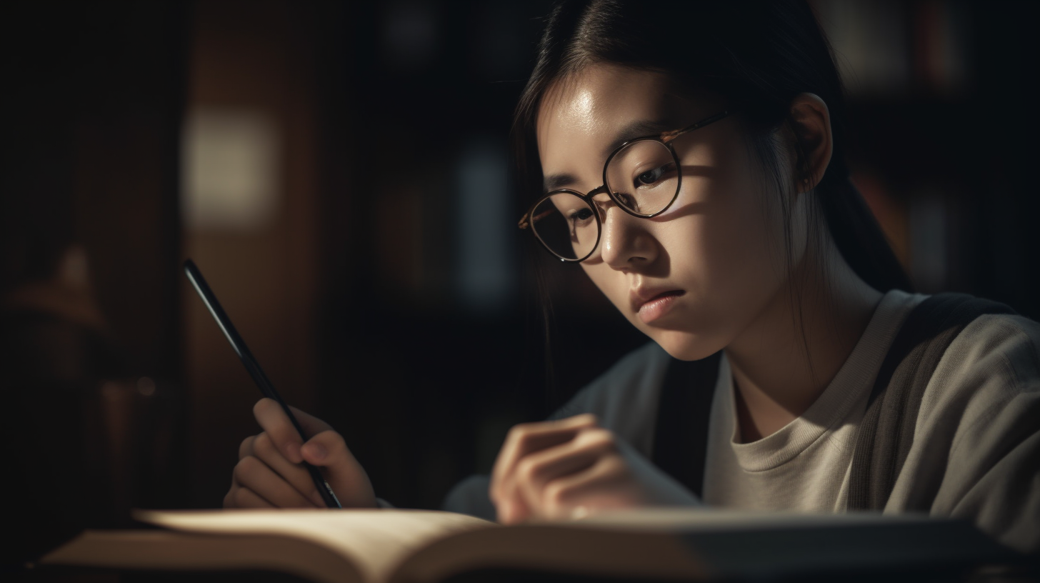 Korean student studying hard myself super realistic