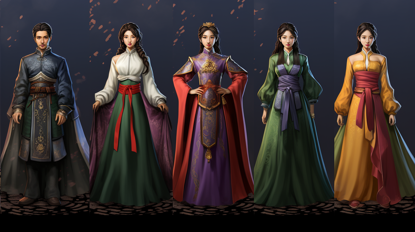 Colorful Korean Superhero Group in Hanbok