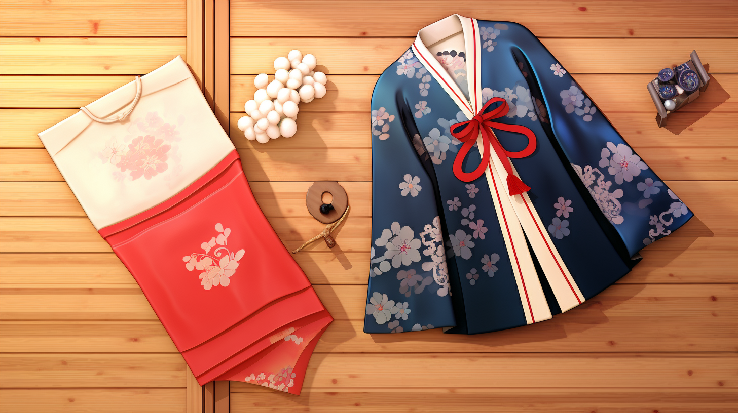 Traditional Korean Clothes and Kite in New Year Celebration