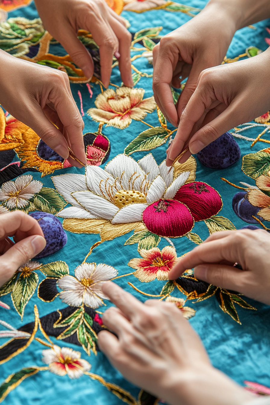 Traditional Korean Embroidery Lotus Craft