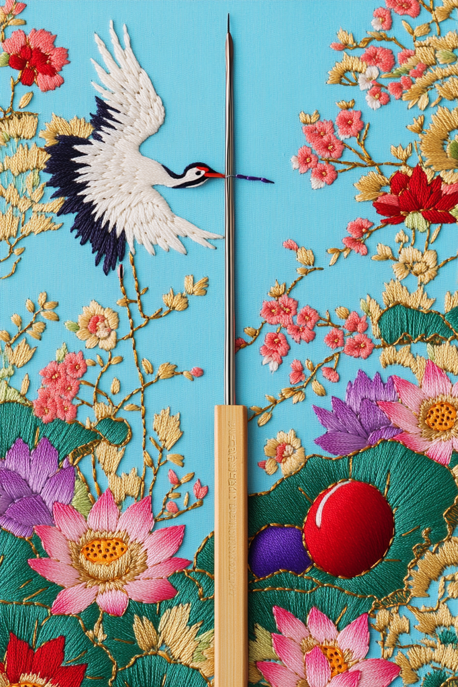 Korean embroidery craft with colorful designs