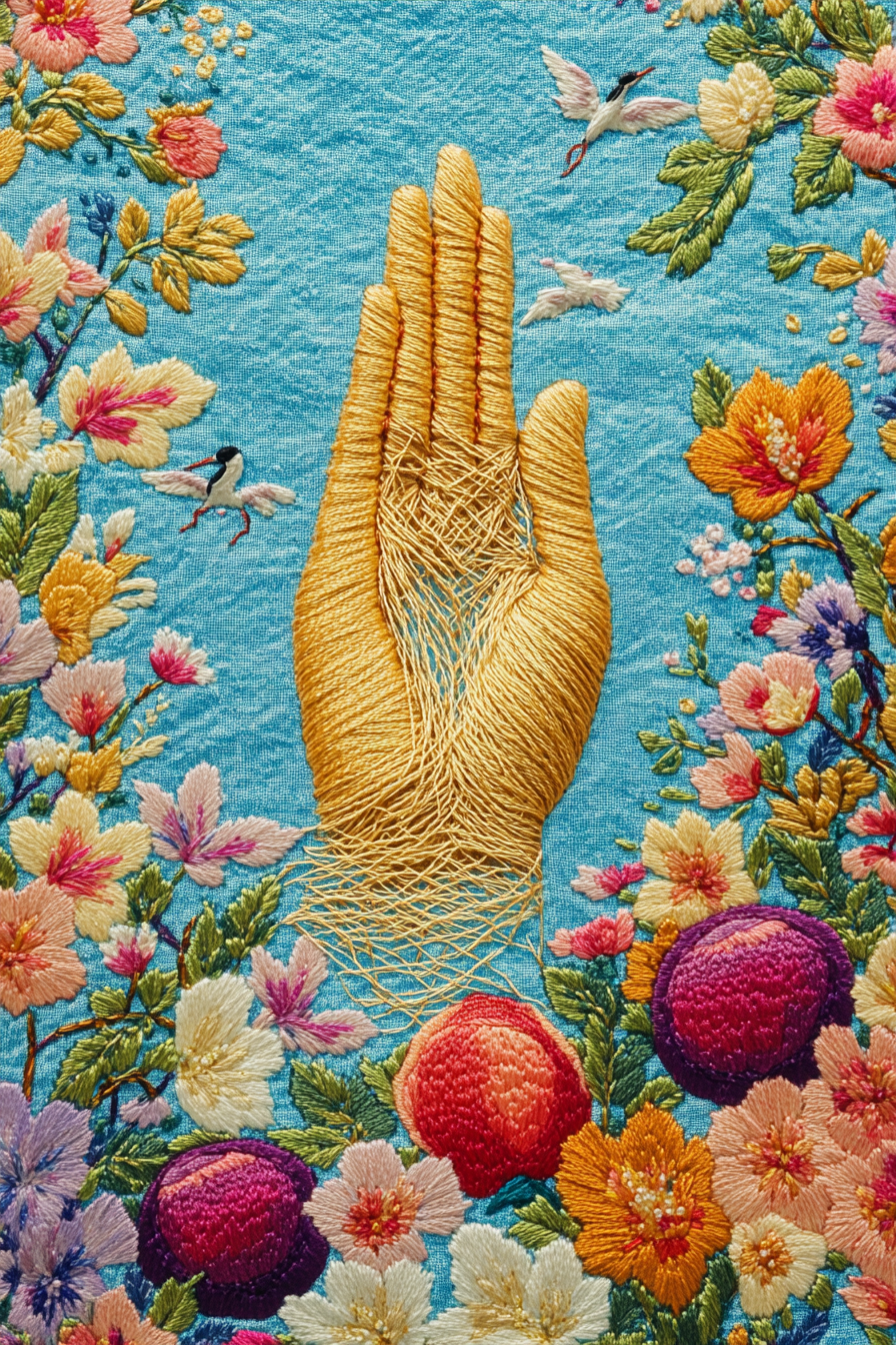 Korean prayer hand embroidery craft