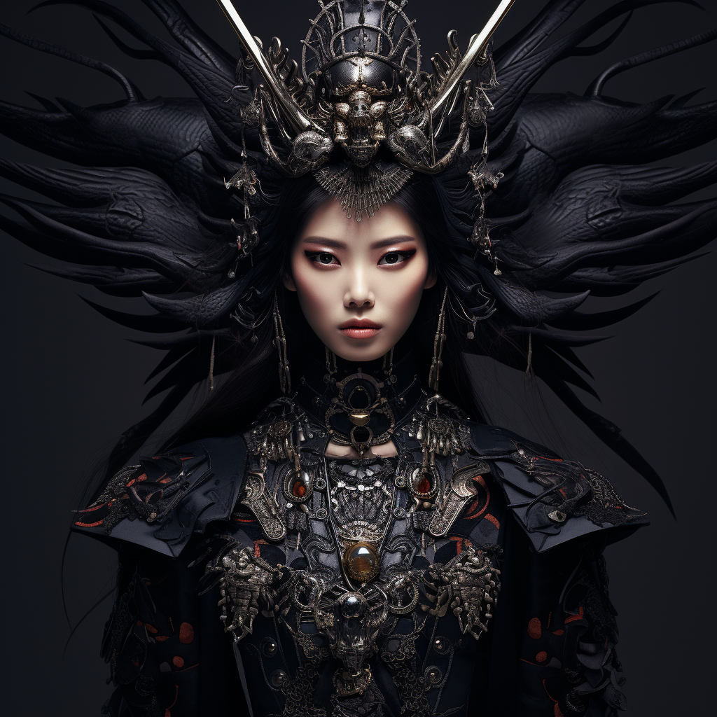 Intriguing Korean woman in fantasy armor