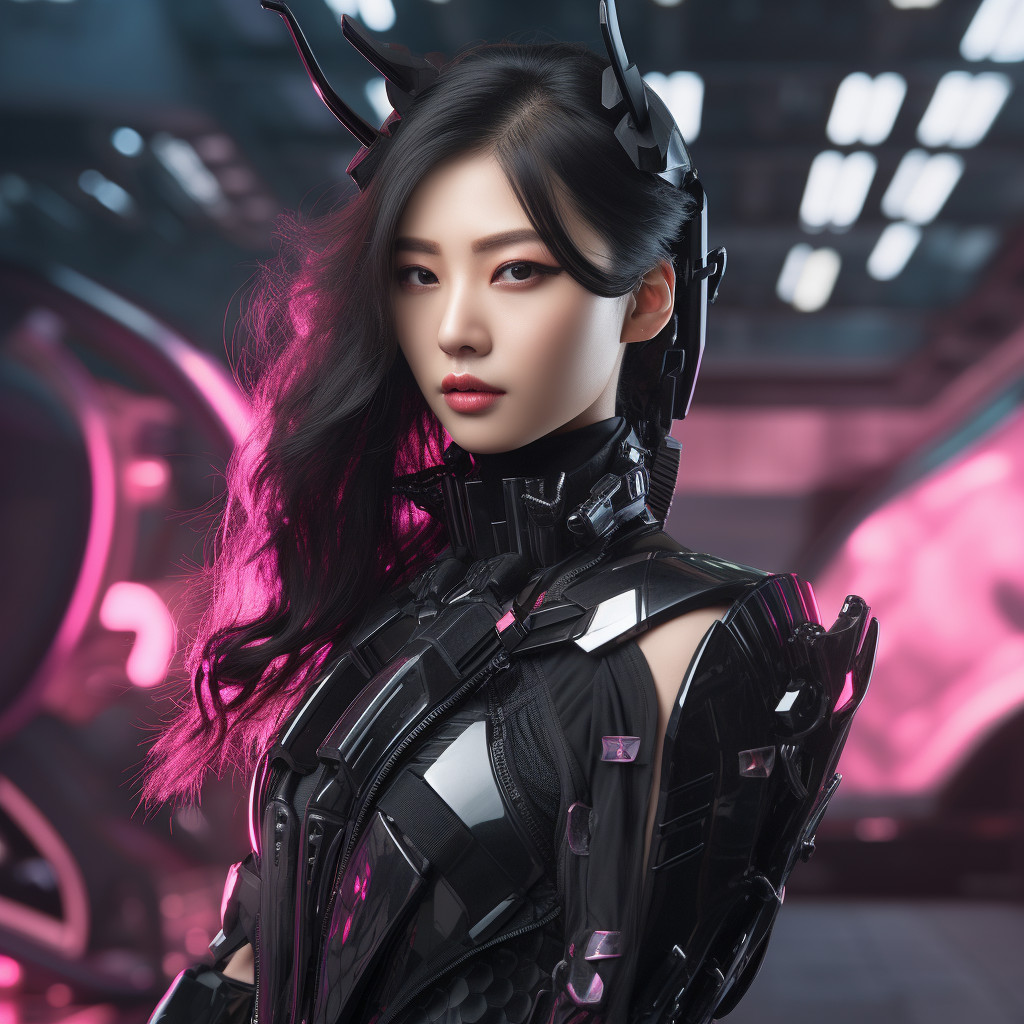 Korean woman in futuristic armor