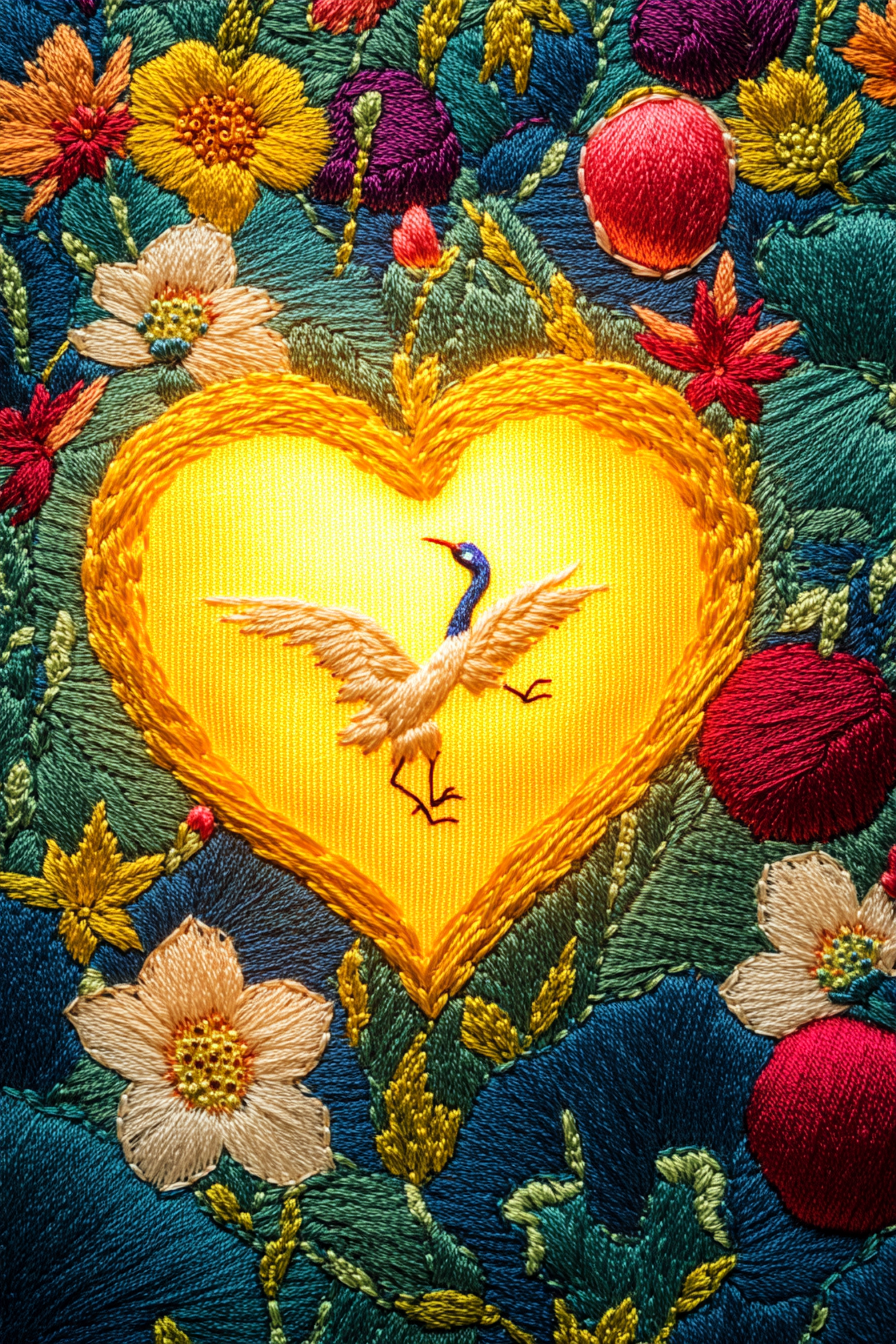 Traditional Korean Embroidery Craft Heart