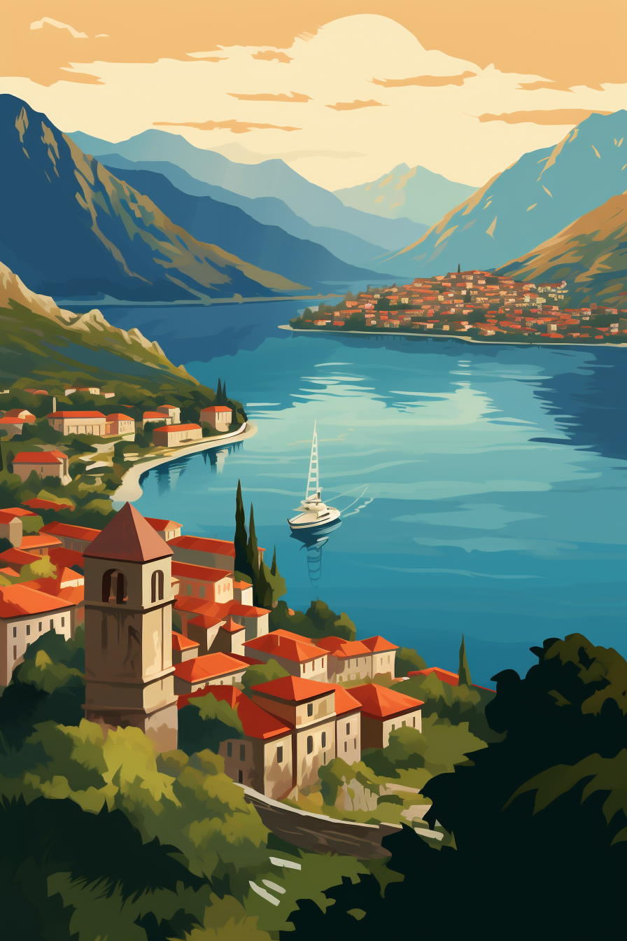 Vector illustration of Kotor Montenegro