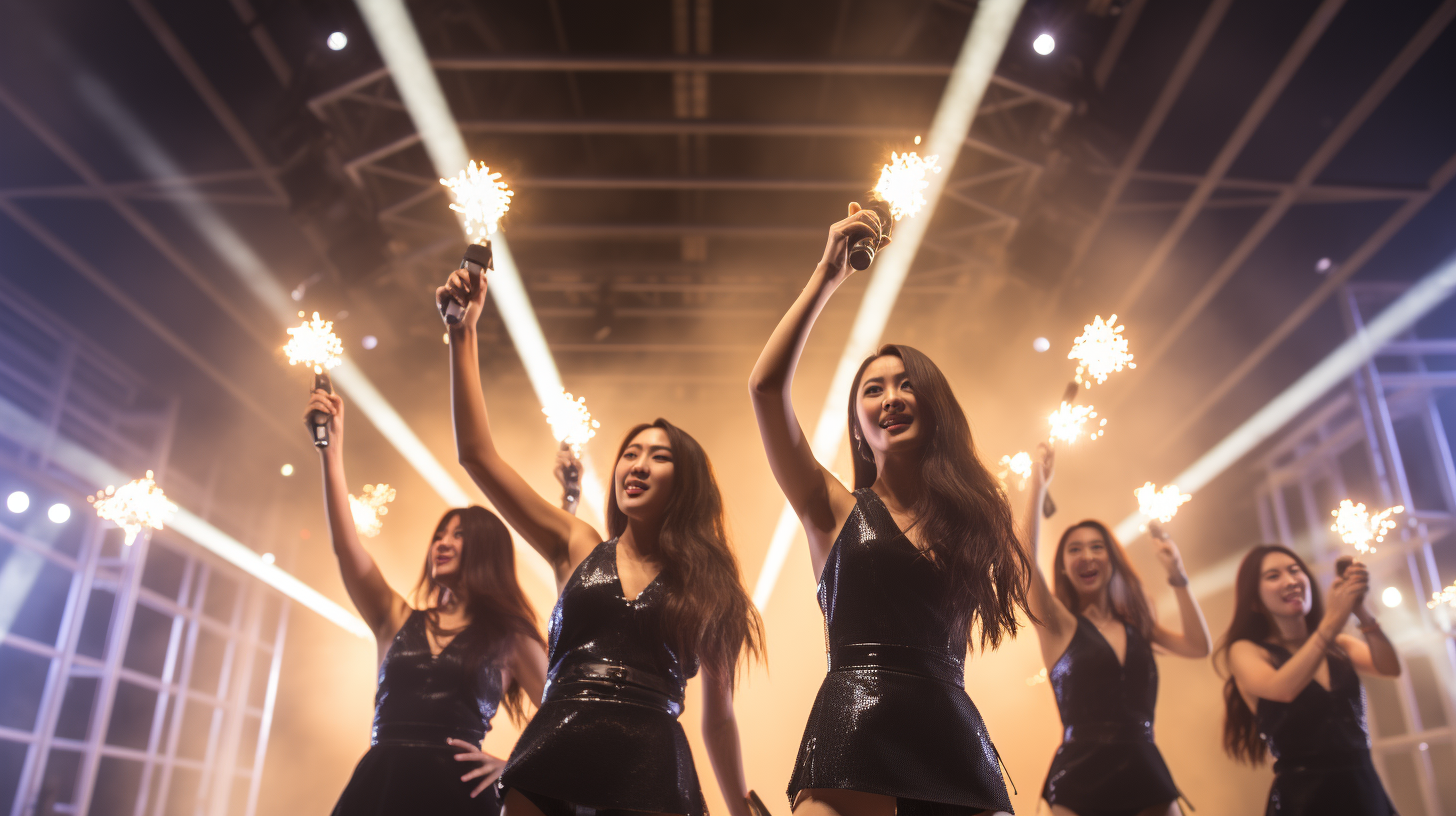 K-Pop girl group performing for fans