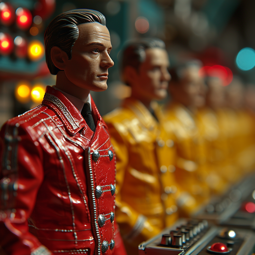 Collectible Kraftwerk action figures in action