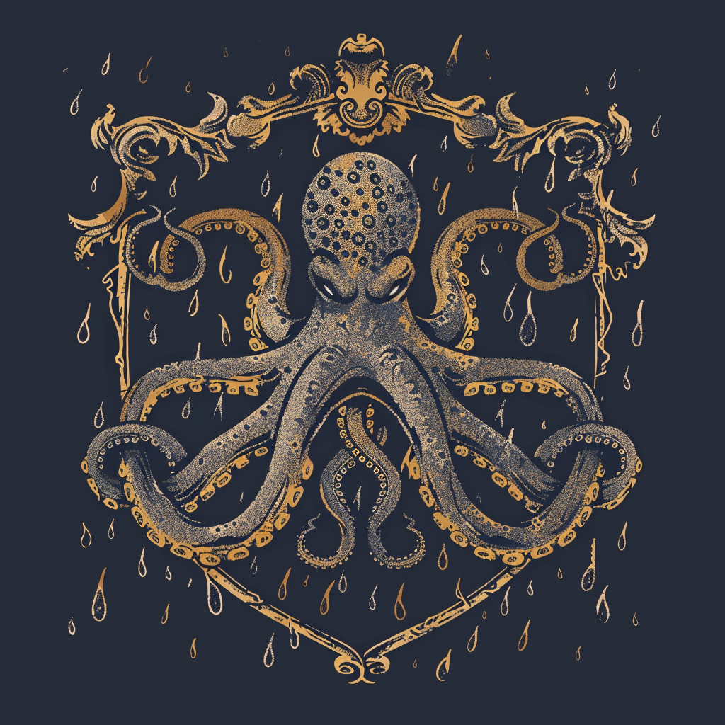 Kraken family crest in storm