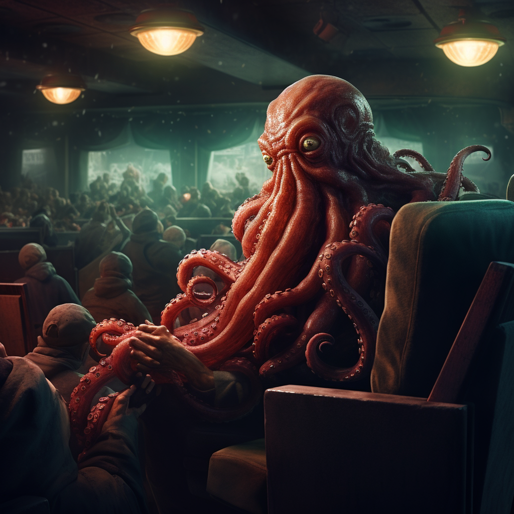 Giant kraken enjoying a movie