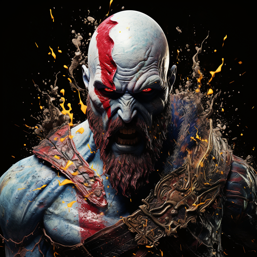 Kratos charging in liquid splash