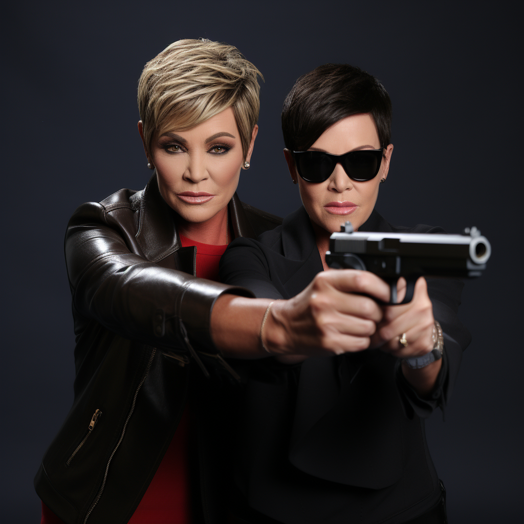 Kris Jenner holding Ellen Degeneres at gunpoint on her show