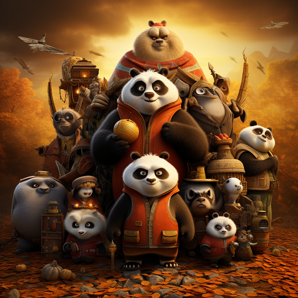 Colorful Kung Panda movie poster with characters