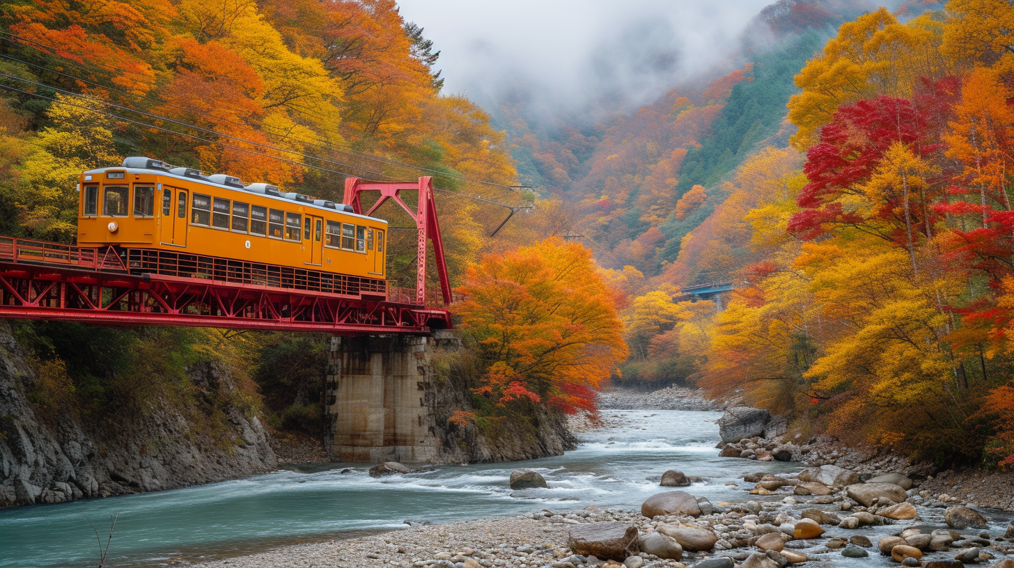 Autumn leaves in Kurobe Gorge