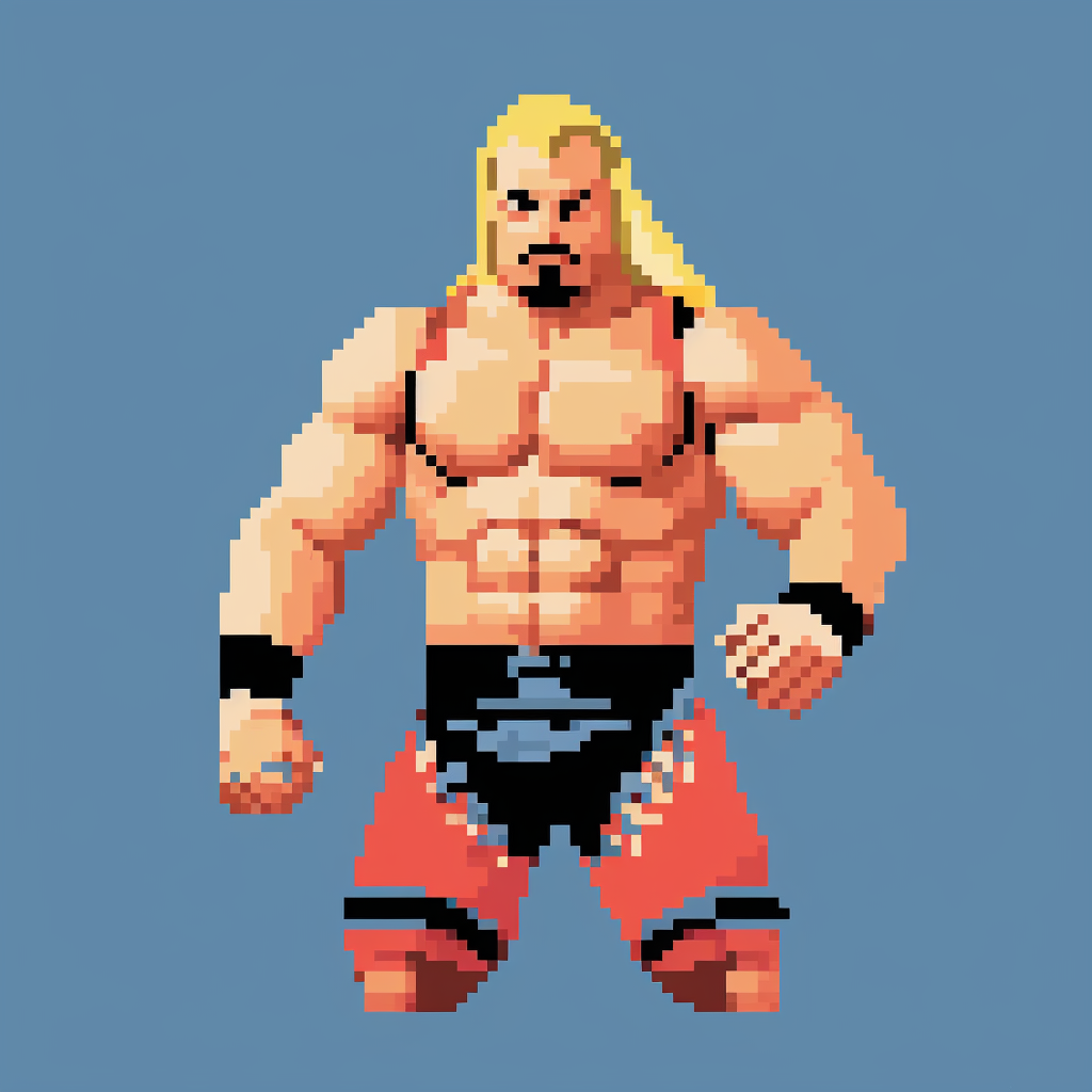 8-Bit design of wrestler Kurt Hennig