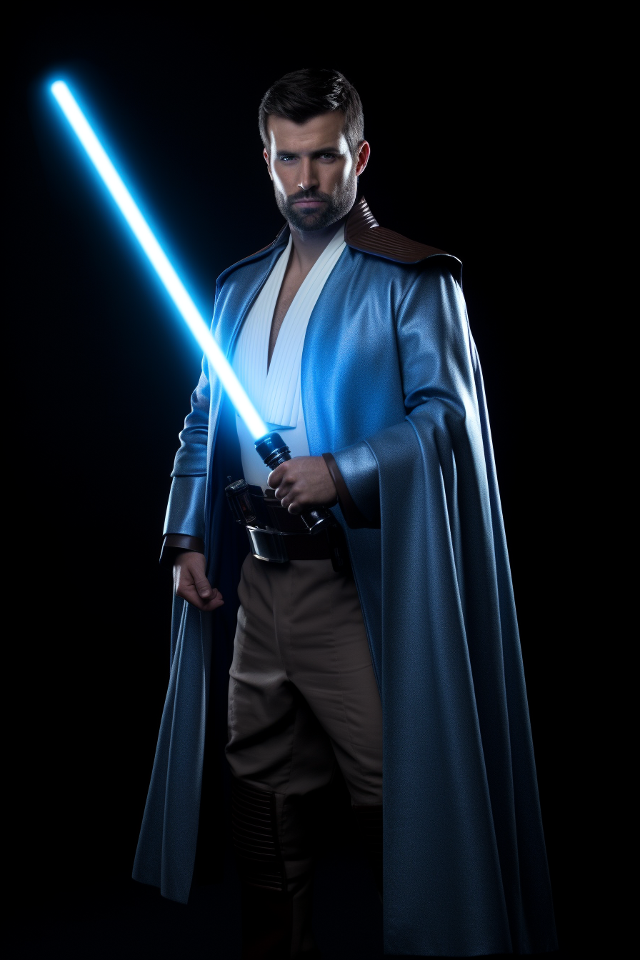 Kyle Katarn wielding a blue lightsaber