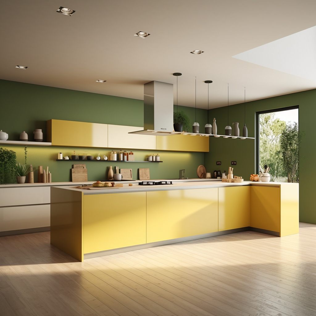 L shaped kitchenset with long kitchen island interior