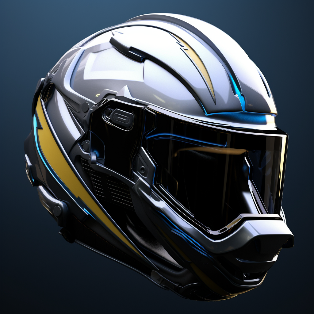 Futuristic LA Chargers Football Helmet Chrome Colors