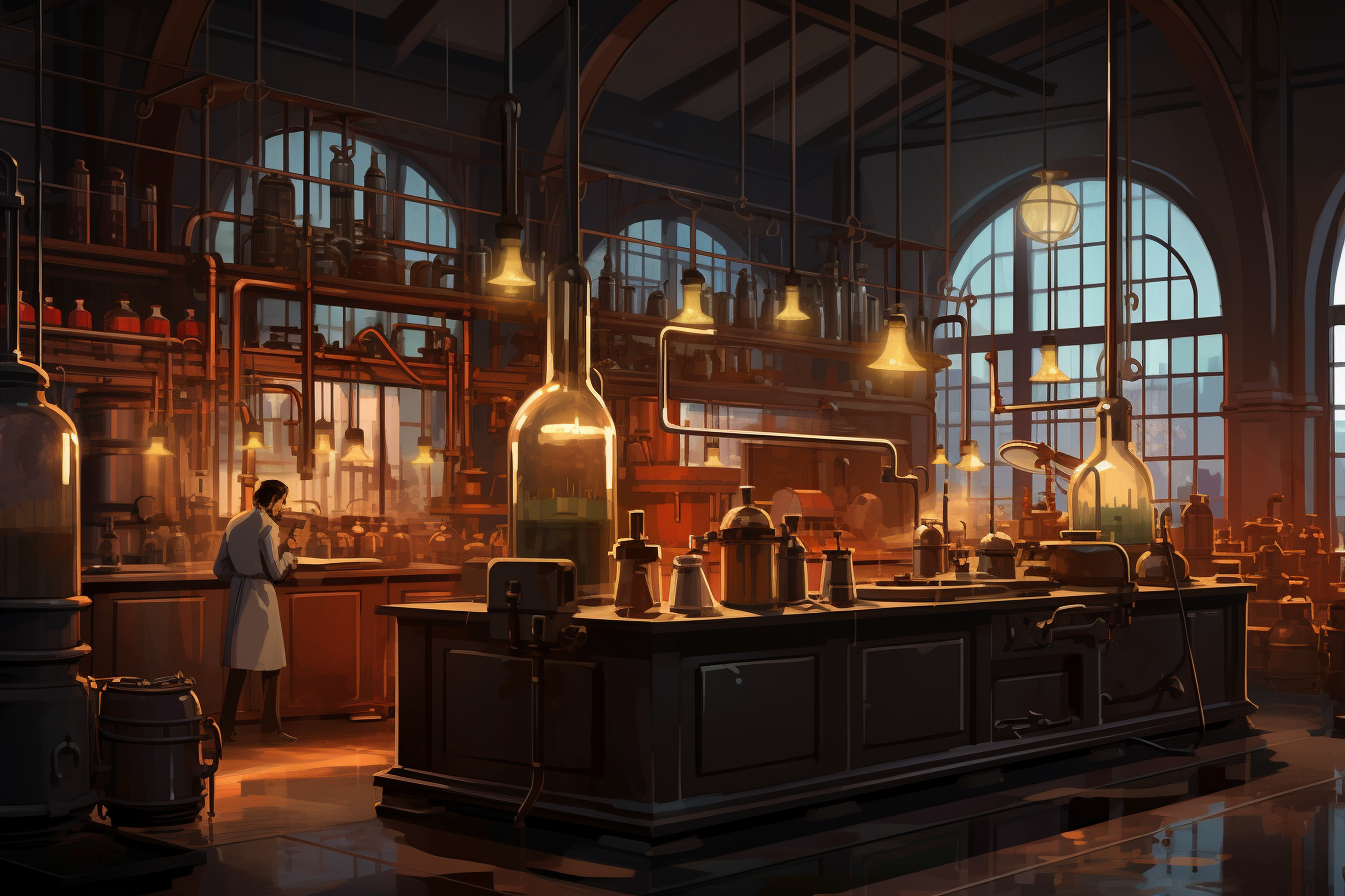 Laboratory concept art with cinematic light