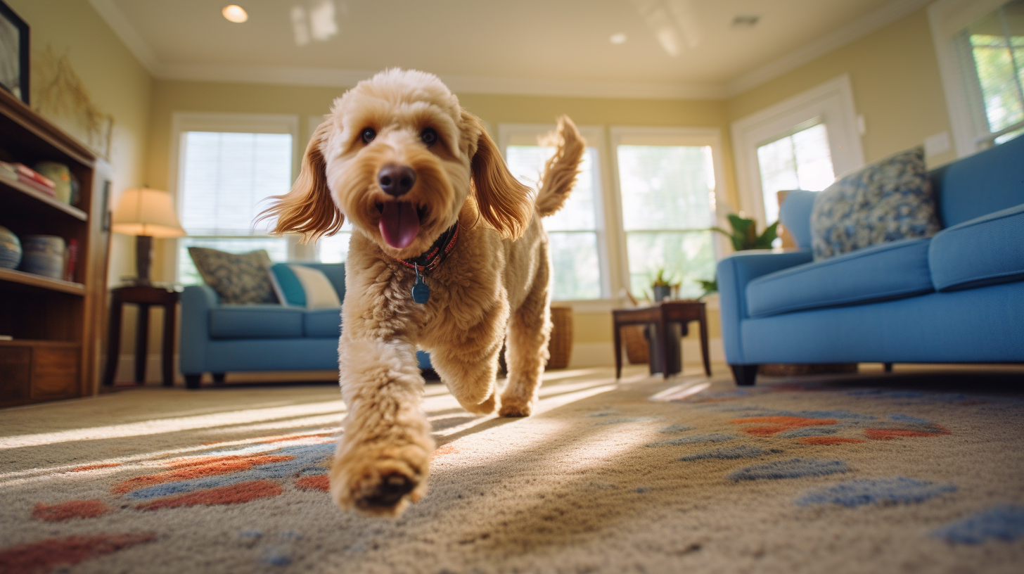 Labradoodle Service Dogs Playing in Livingroom