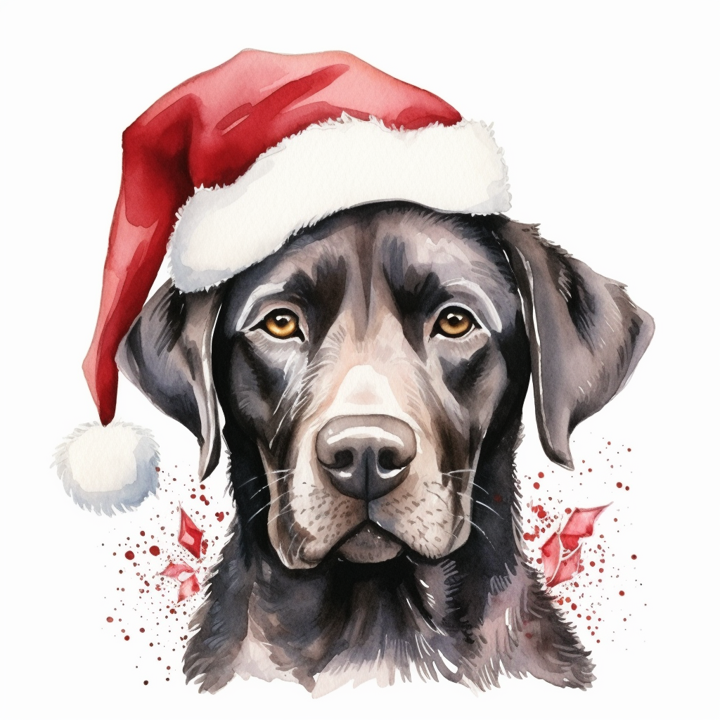 Labrador dog with Santa hat