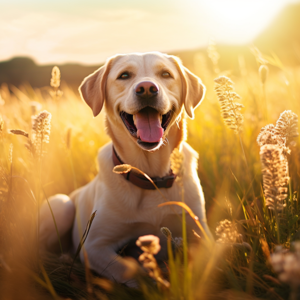 Happy Labrador dog enjoying sunny day