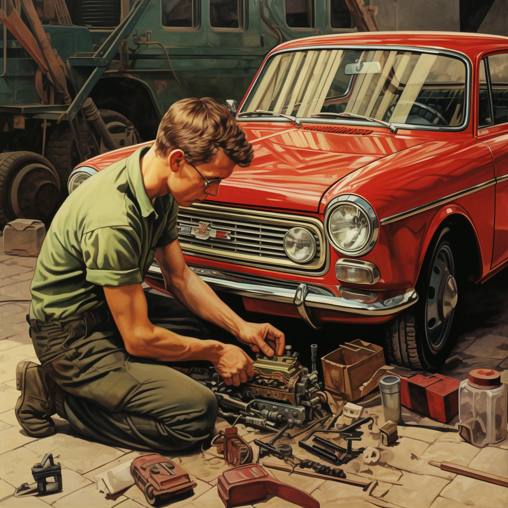 Fixing Carburetor on Lada Poster