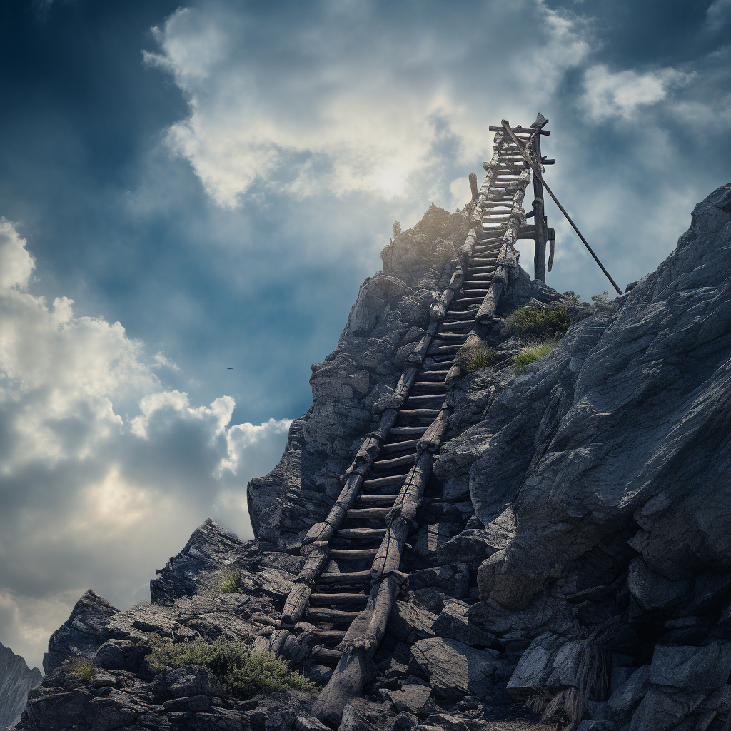 A towering ladder stretching towards the sky