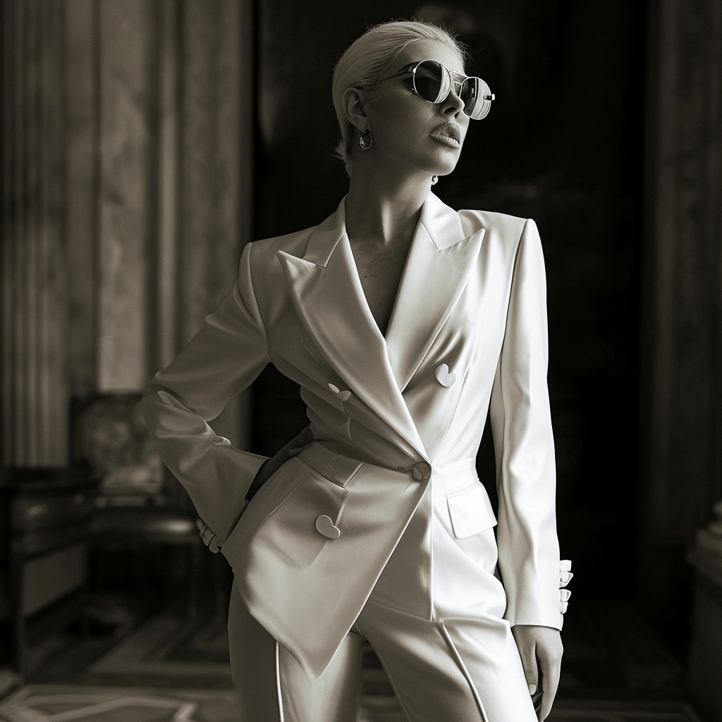 Lady Gaga wearing a flattering pantsuit