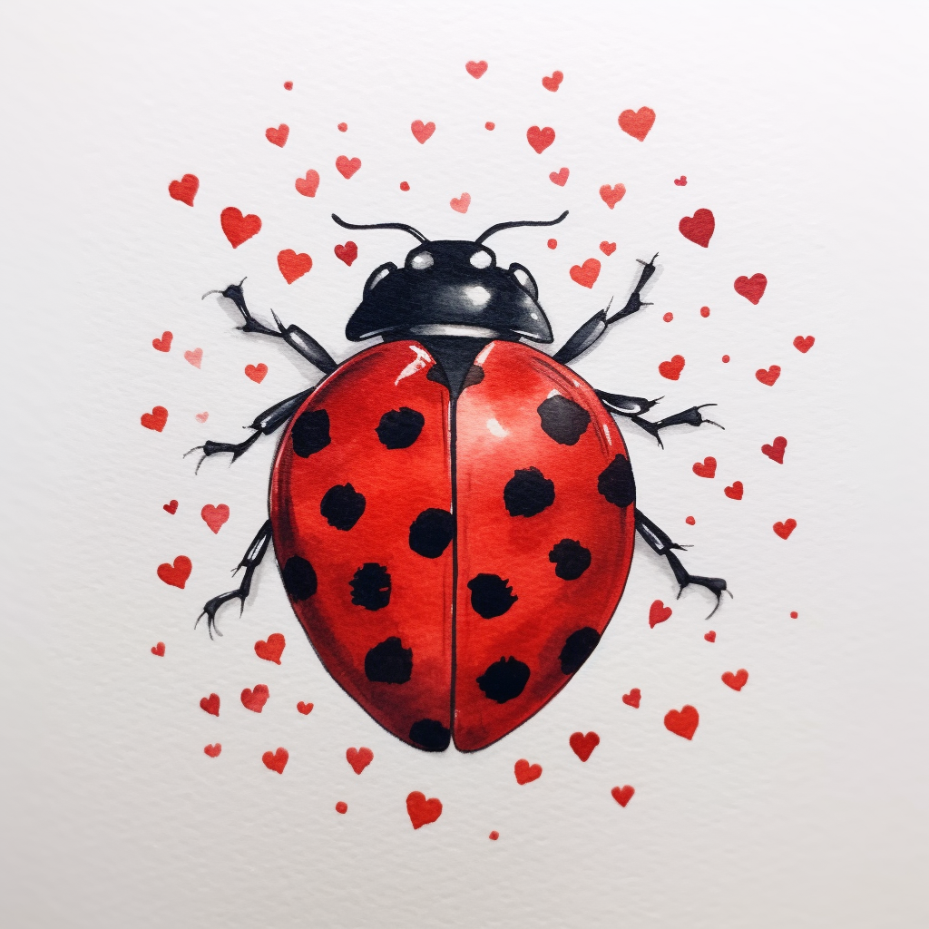 Ladybug drawing with hearts