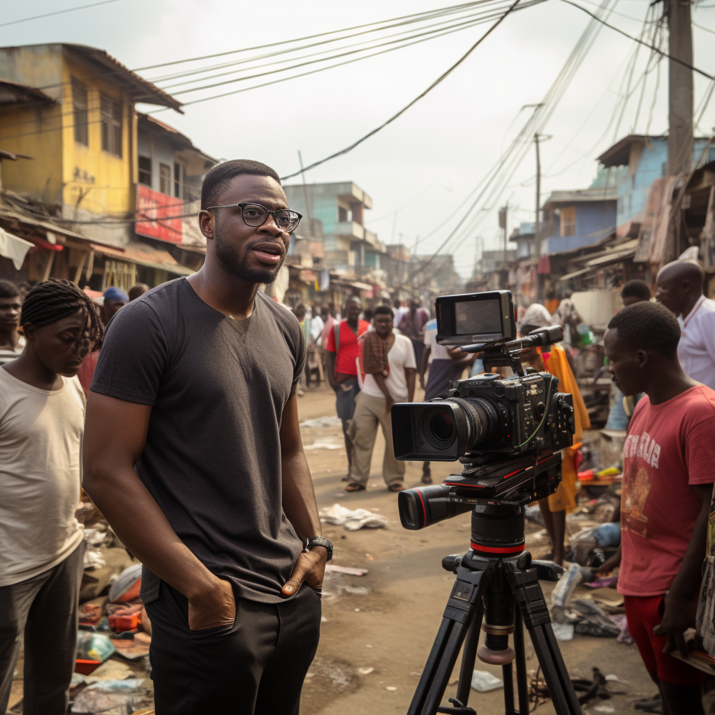 Film director on set in Lagos