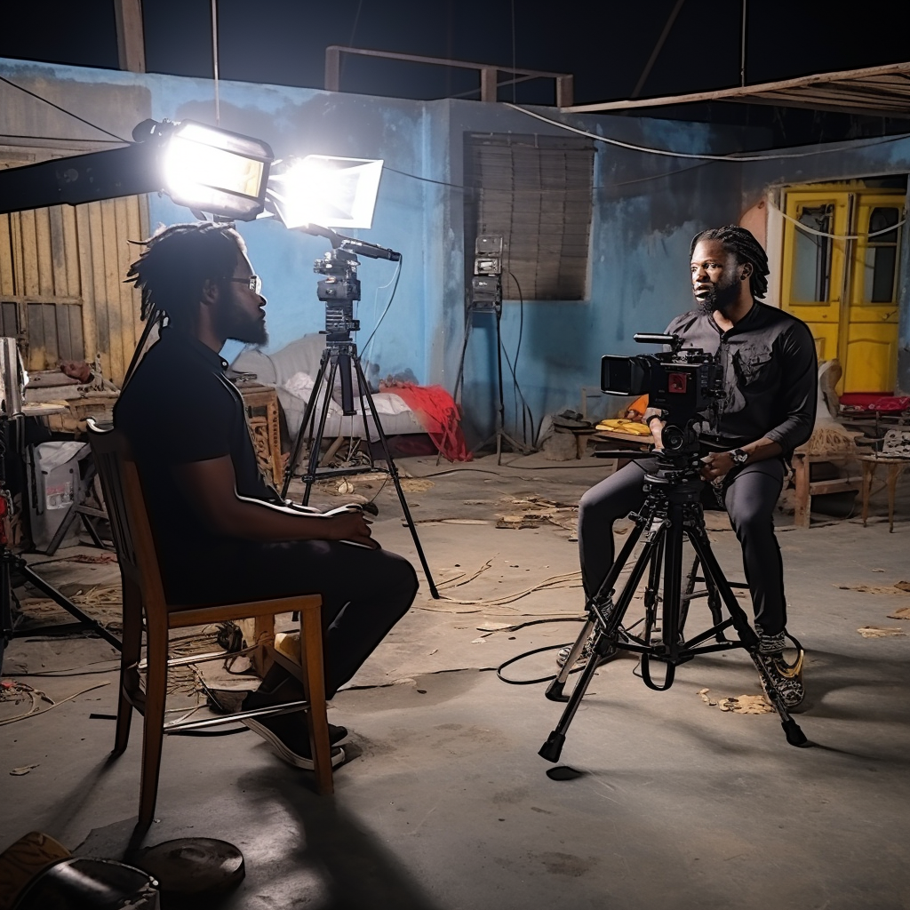 Lagos Film Director on Studio Set