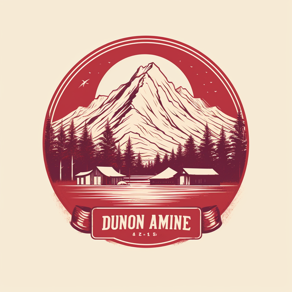 Retro Style Lakeside Mountain Campsite Logo