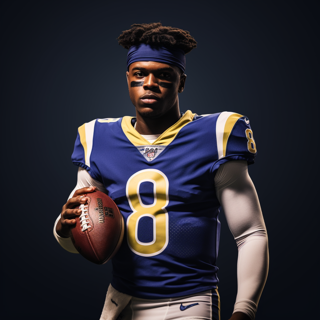 Lamar Jackson in Rams uniform playing football