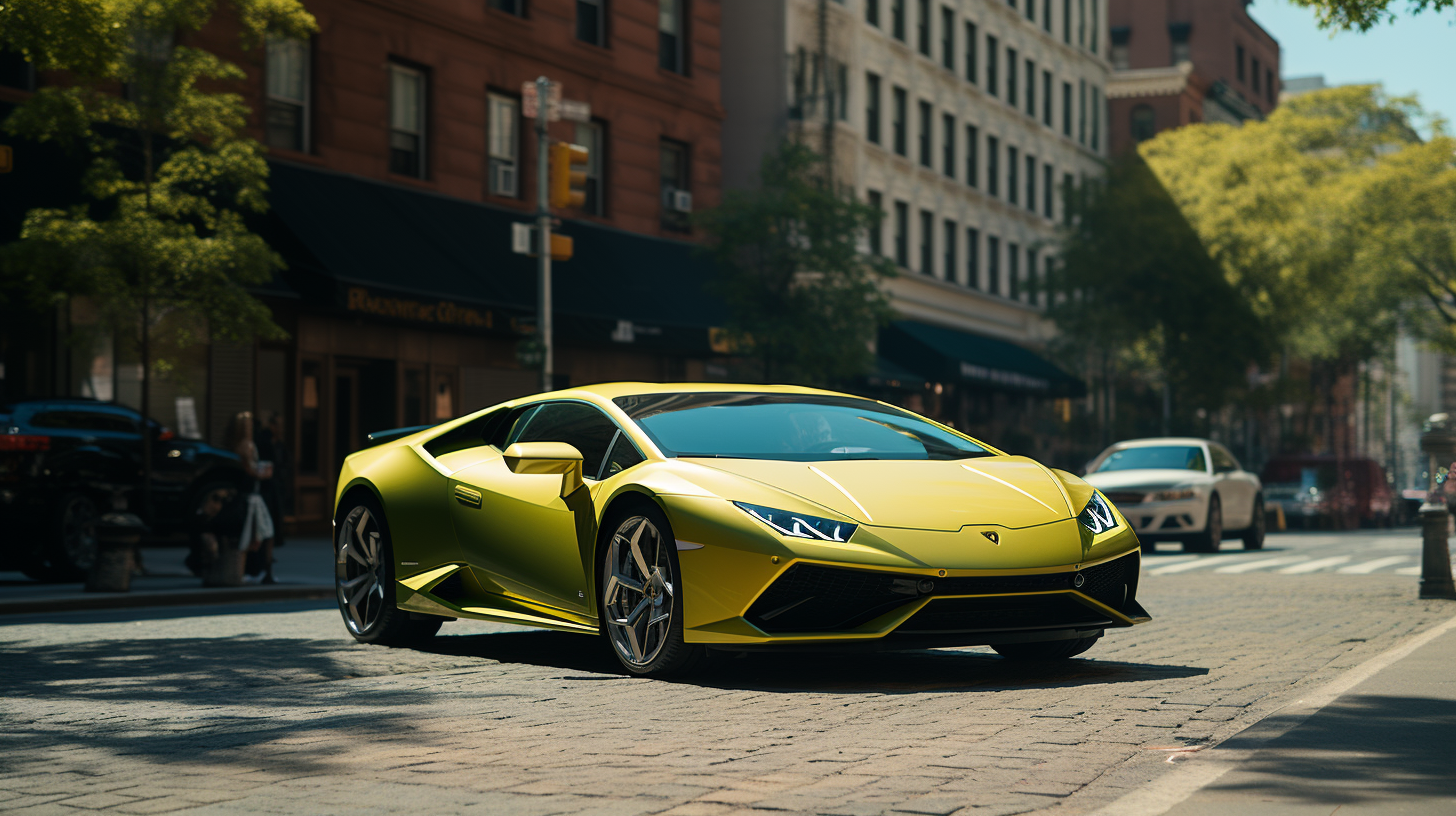 Detailed Lamborghini Huracan Performante parked on NYC street