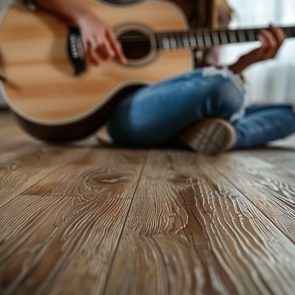 Braun Laminate Flooring Texture Girl Guitar