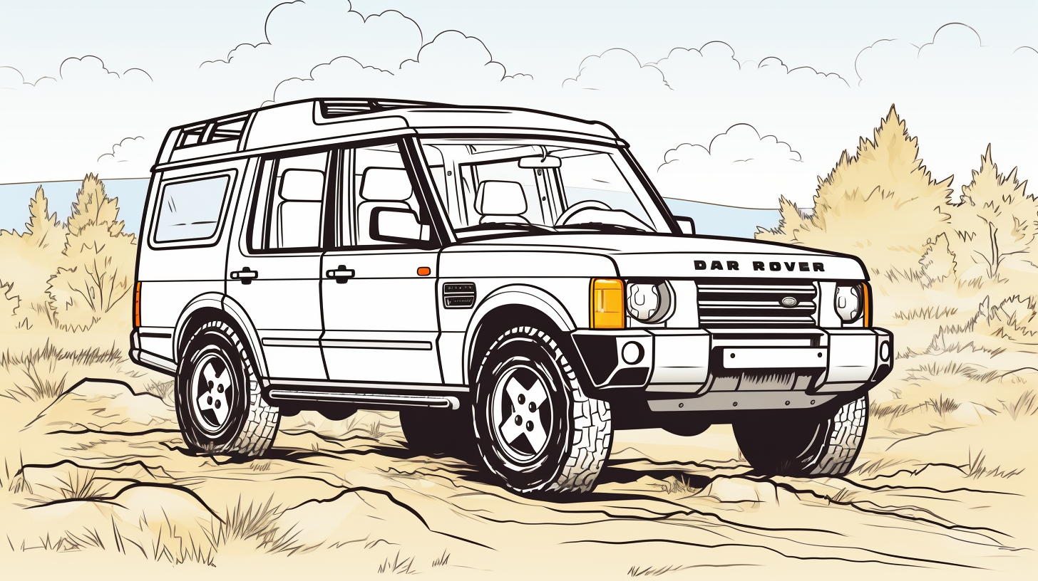 Black line art of 1999 Land Rover Discovery