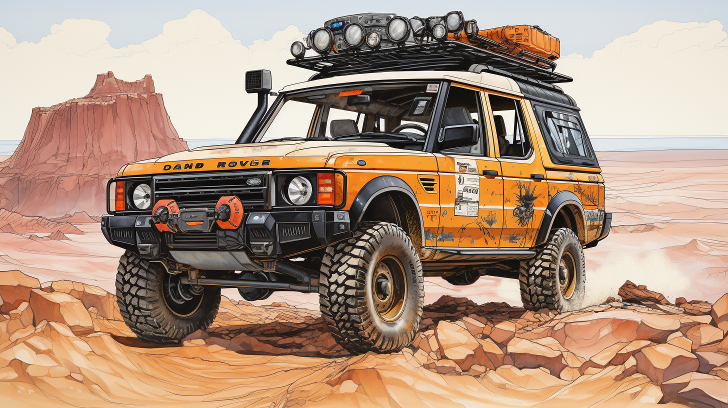 Black line art of Land Rover Discovery