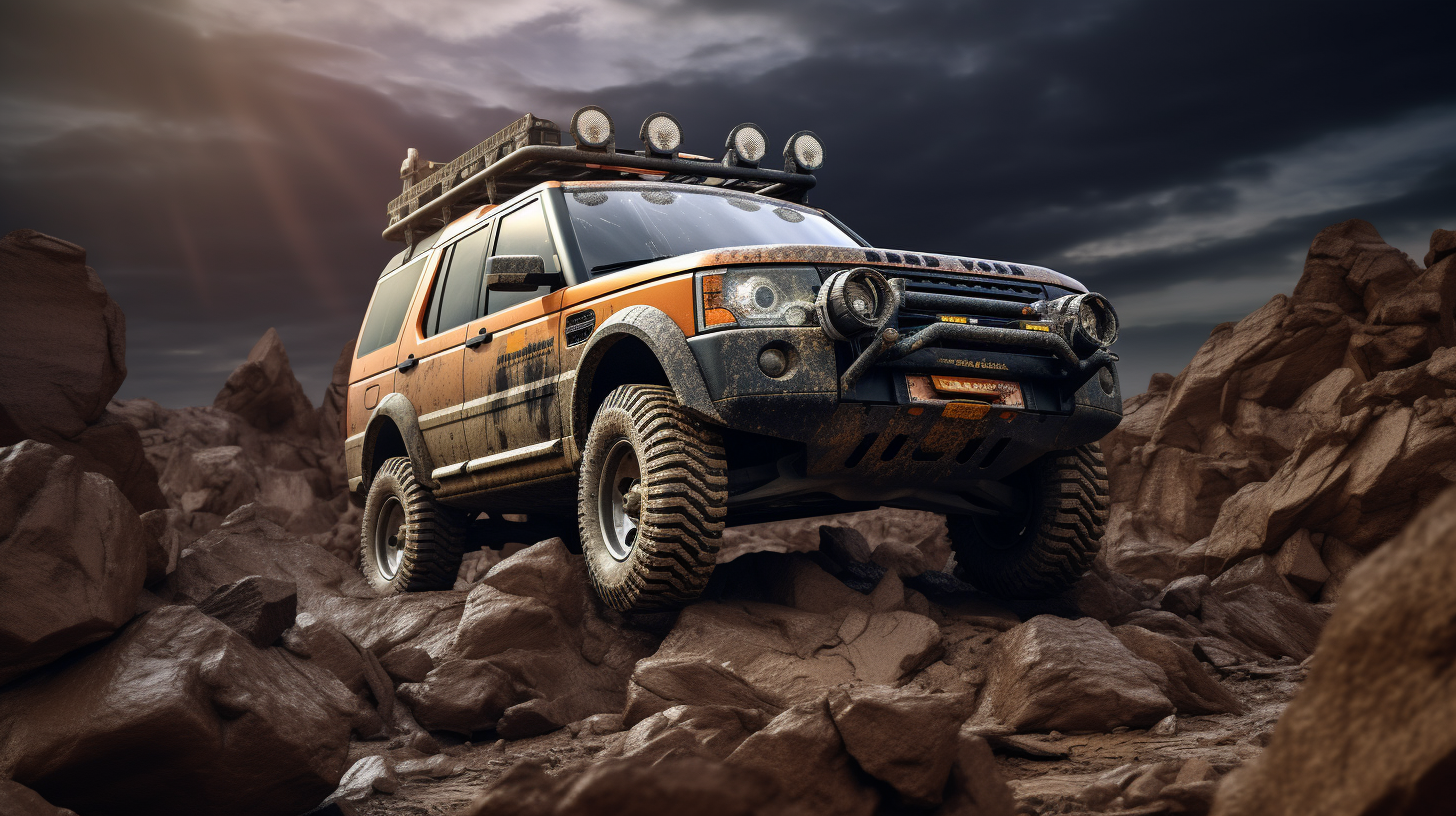 Dragon-themed Land Rover Discovery in off-road adventure