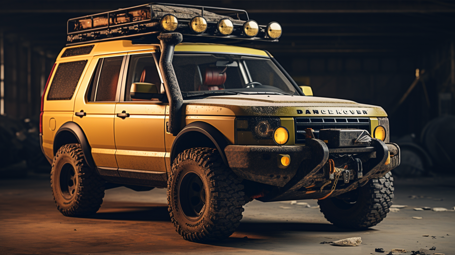 Off-roading Land Rover Discovery in action