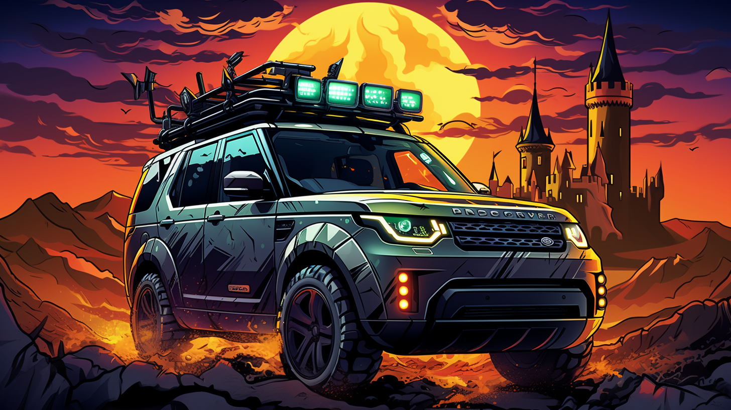 Land Rover Discovery with medieval vampire aesthetic