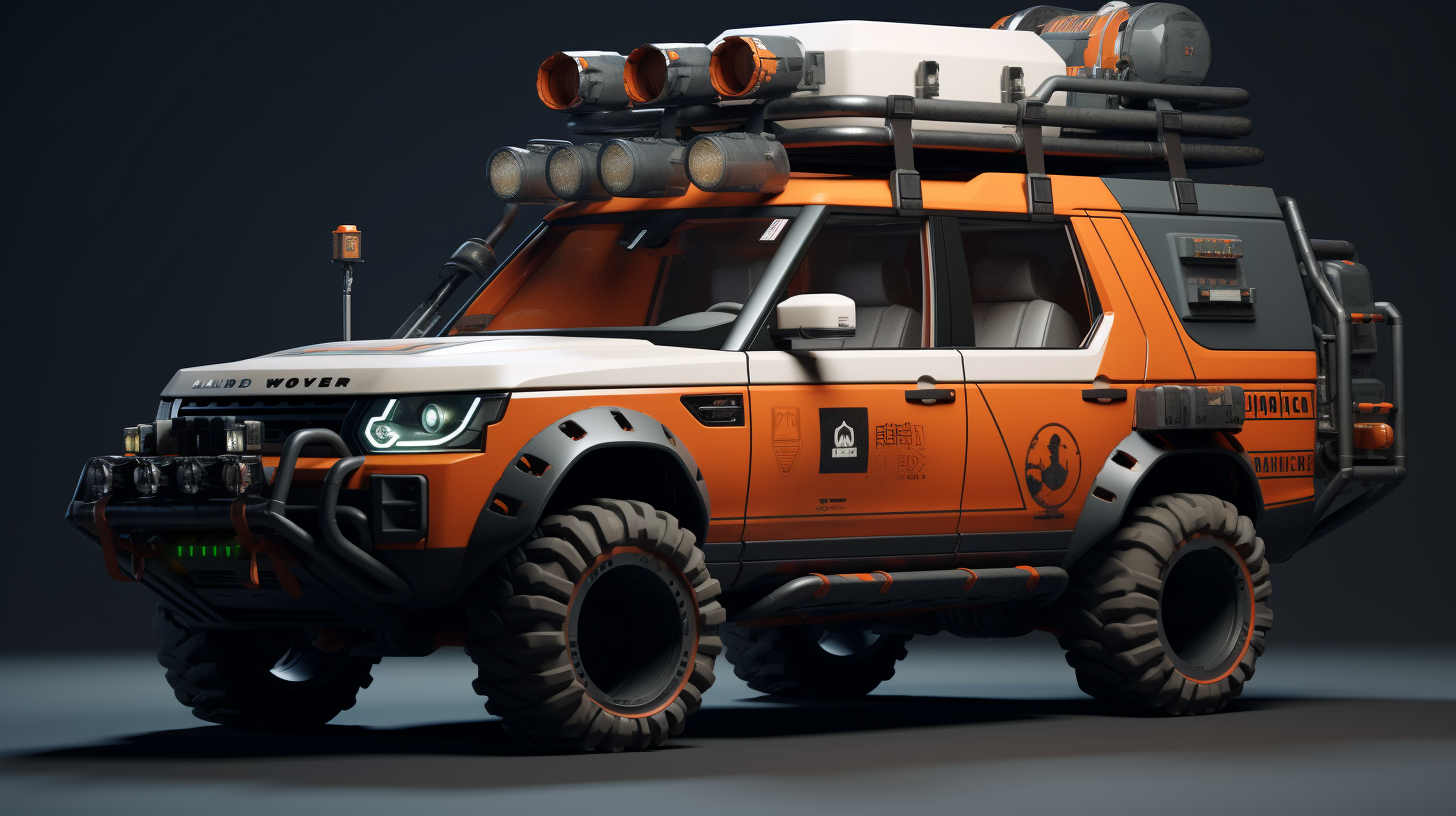 Hyper realistic Land Rover Discovery spaceship