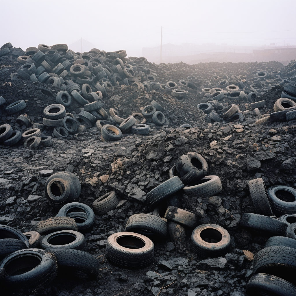 Harmful gas emissions from landfill tires