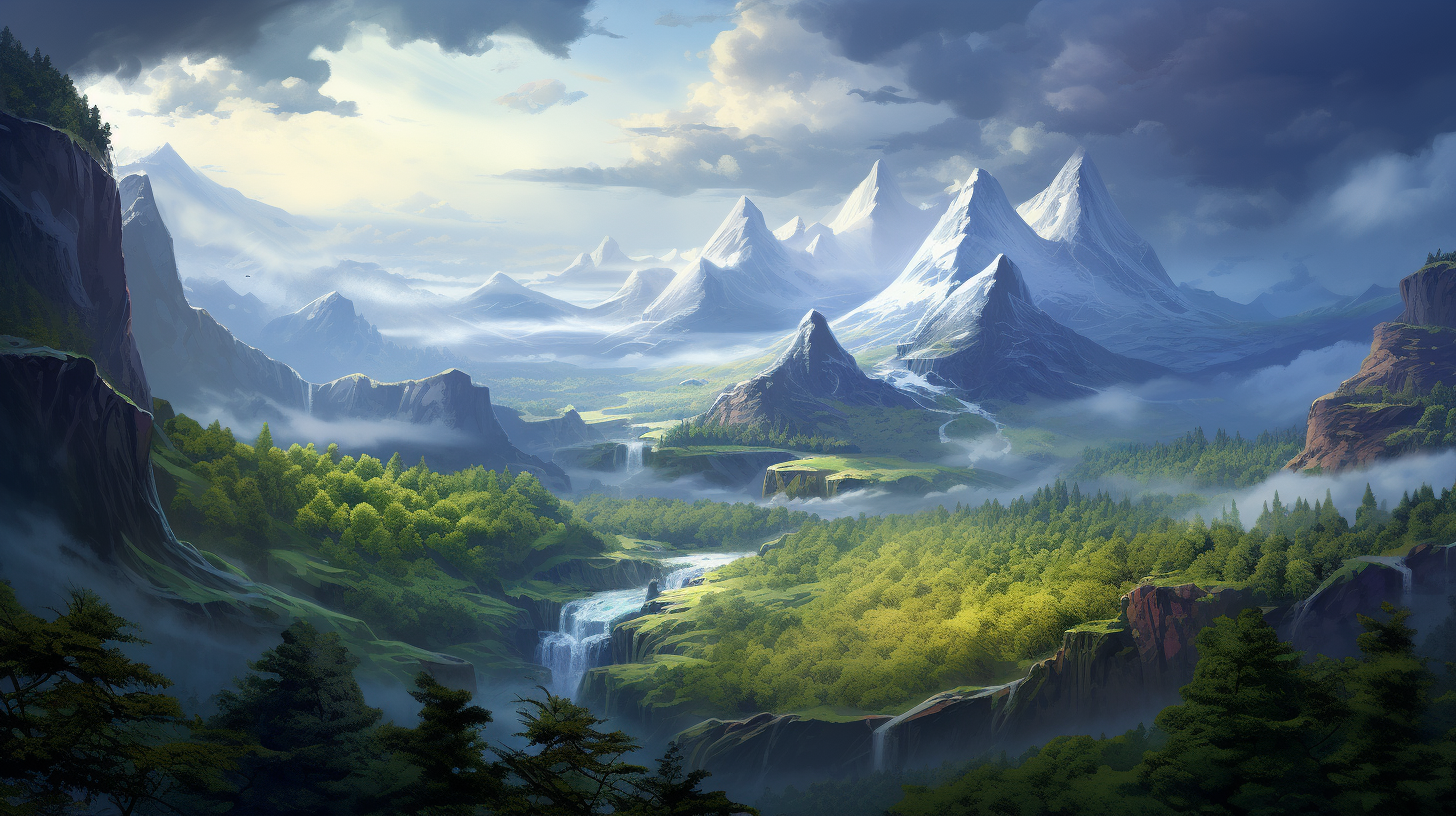 Forest mountain landscape scenery