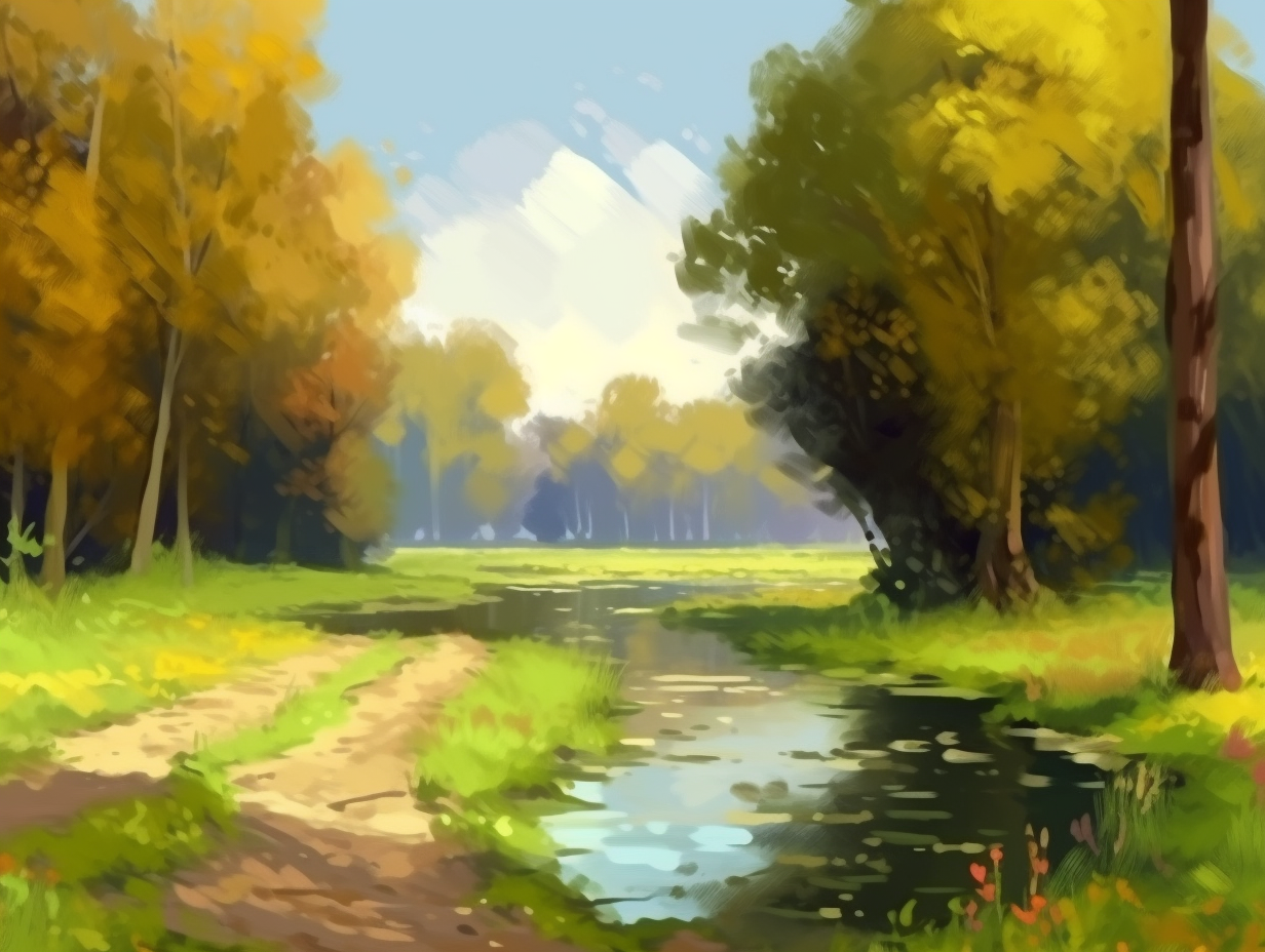 Vibrant landscape painting artwork